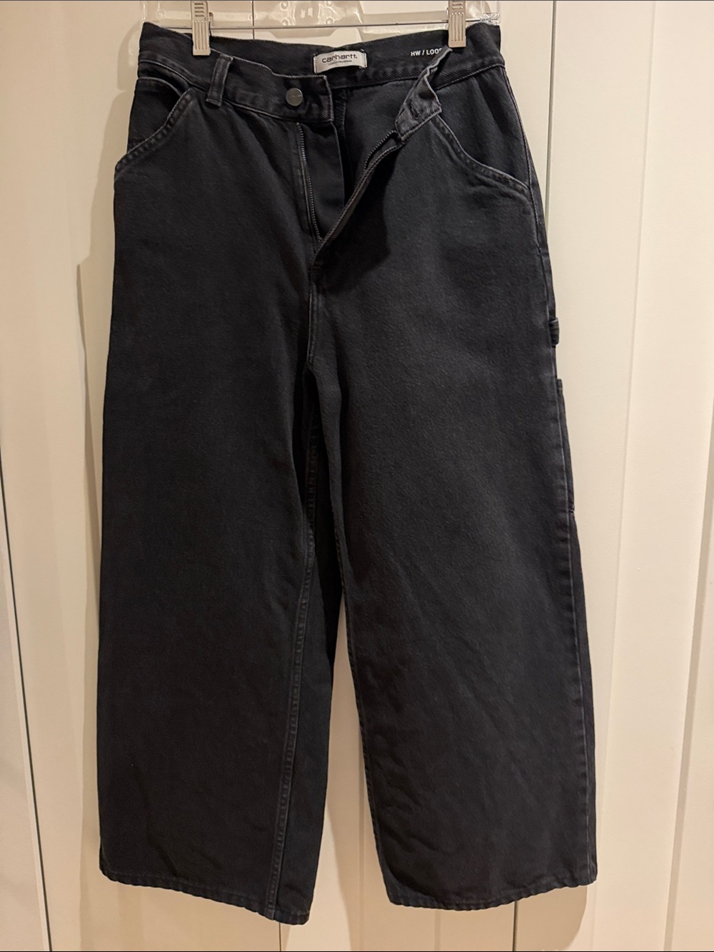 Carhartt WIP Black Wide-Leg Flare Work Jeans